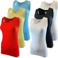 thumbnail image 1 of SUMONA Women 6 Pack Assorted Color Tank Tops Ribbed Cotton A-Shirts Basic Sleeveless, 1 of 5