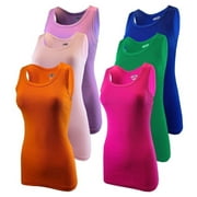 SUMONA Women 6 Pack Assorted Color Tank Tops Ribbed Cotton A-Shirts Basic Sleeveless
