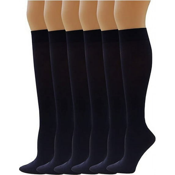 SUMONA Women Queen Opaque Stretchy Spandex Knee High Trouser Socks (6 Pairs)