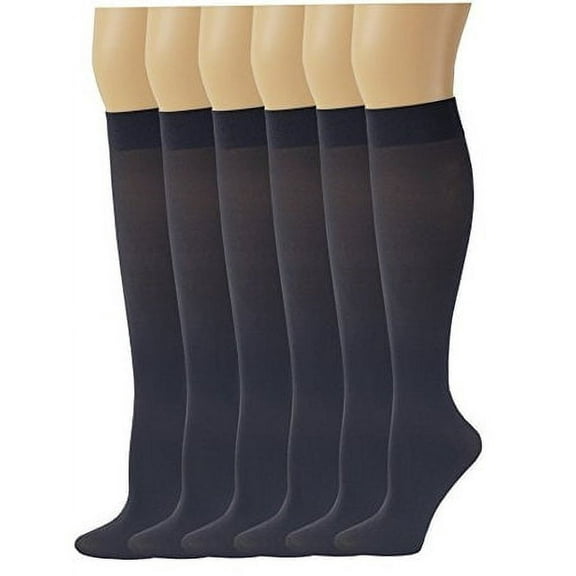SUMONA Women Queen Opaque Stretchy Spandex Knee High Trouser Socks (6 Pairs)
