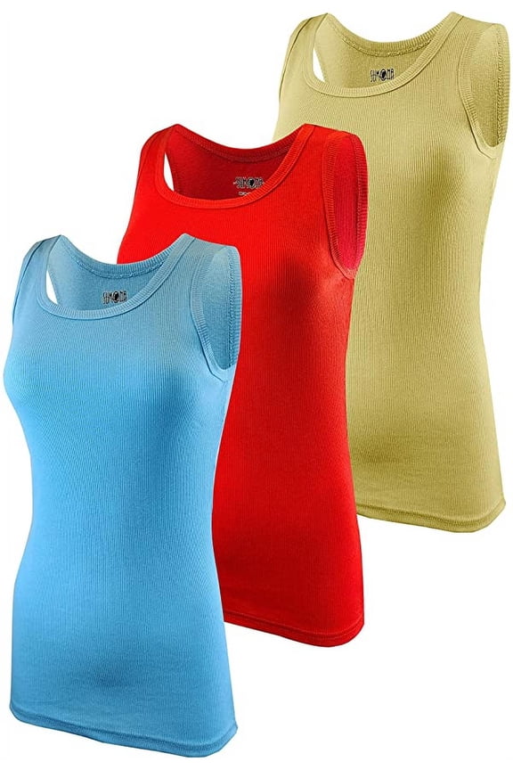 Women Tank Tops Ribbed Rib A-Shirts Basic Sleeveless Tanks Top