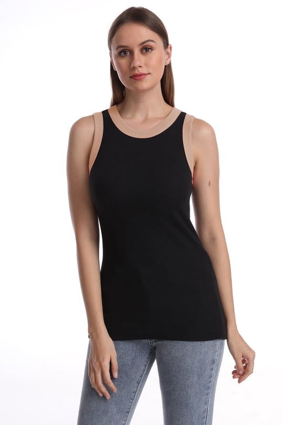 Women Tank Tops Round Neck Sleeveless Basic Ribbed Summer Cami Top Casual Shirt