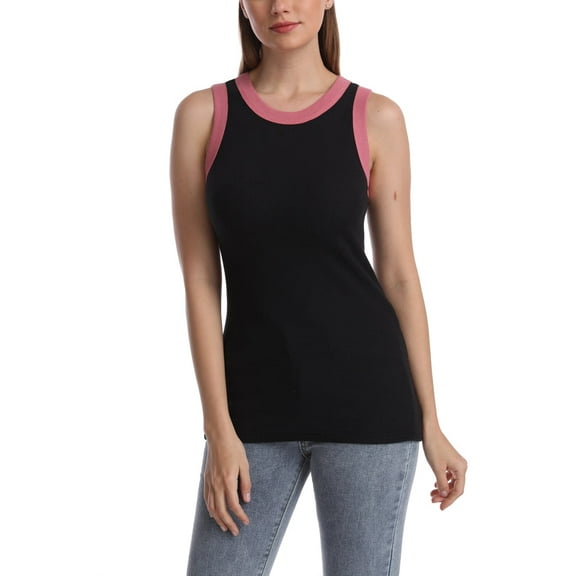 SUMONA Women Tank Tops Round Neck Sleeveless Basic Ribbed Summer Cami Top Casual Shirt