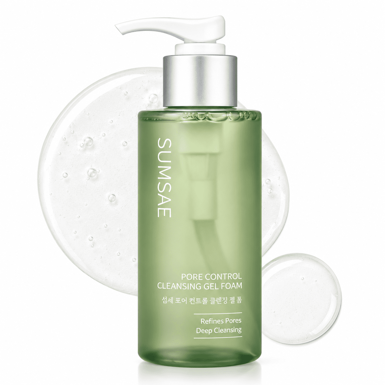 SUMSAE Pore Control Gel-to-Foam Cleanser, Korean Face Wash with Green Tea, Niacinamide & Chestnut Shell Extract, Deep Cleansing for Oily & Combination Skin, 155