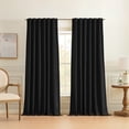 thumbnail image 1 of SUN+BLK Black 100% Blackout Linen Curtain Set, 2 Panel Set, 1 of 10
