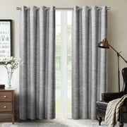 SUN+BLK Plimpton Textured Blackout Curtain Panel Pair with Grommets, Gray, 52"x84"