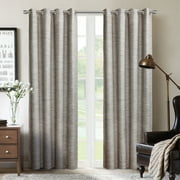 SUN+BLK Plimpton Textured Blackout Curtain Panel Pair with Grommets, Taupe, 52"x84"