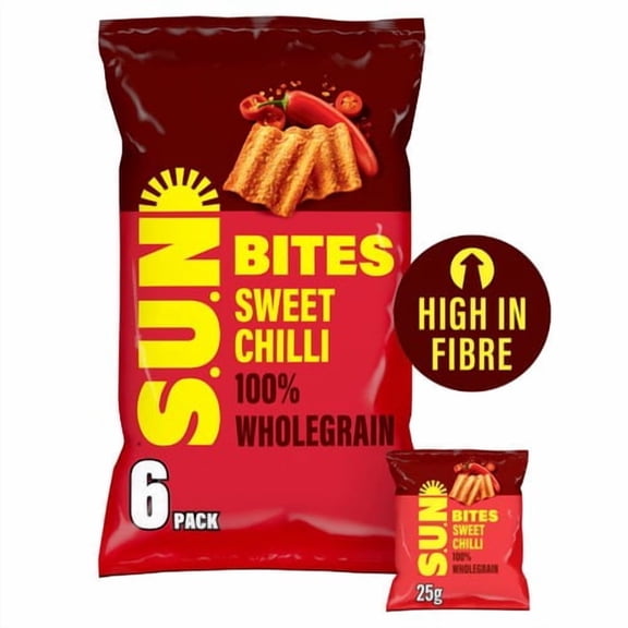 SUN Bites Sun Ripened Sweet Chilli Multipack Snacks Crisps 6x25g, British Import (Pack of 3)