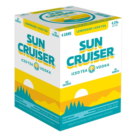Sun Cruiser Iced Tea Vodka, Lemonade + Iced Tea, 4 pack, 12 fl. oz. Cans, 4.5% ABV