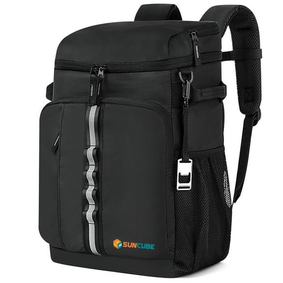 SUN CUBE Cooler Backpack 33 Can, Leakproof Insulated Backpack Cooler for Men Women, Camping Cooler Backpack for Beach Travel Hiking, Waterproof Lunch Backpack, Black