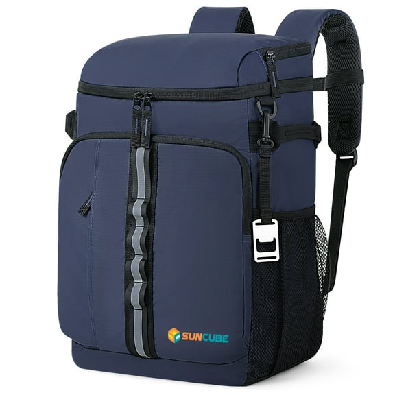 SUN CUBE Cooler Backpack 33 Can, Leakproof Insulated Backpack Cooler for Men Women, Camping Cooler Backpack for Beach Travel Hiking, Waterproof Lunch Backpack, Navy