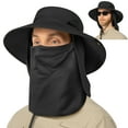 thumbnail image 1 of SUN CUBE Fishing Hat for Men Outdoor UV Sun Protection Wide Brim Sun Hat with Neck Flap Face Cover - Outdoor Hiking Safari UPF50+ Boonie Bucket Hat (Black), 1 of 8
