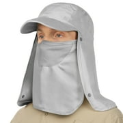 SUN CUBE Fishing Sun Hat with Neck Flap for Men Women UPF 50+ UV Protection Head Cover, Outdoor Bush Bucket Cap with Face Covering for Hiking Running Mowing Farming, Light Grey