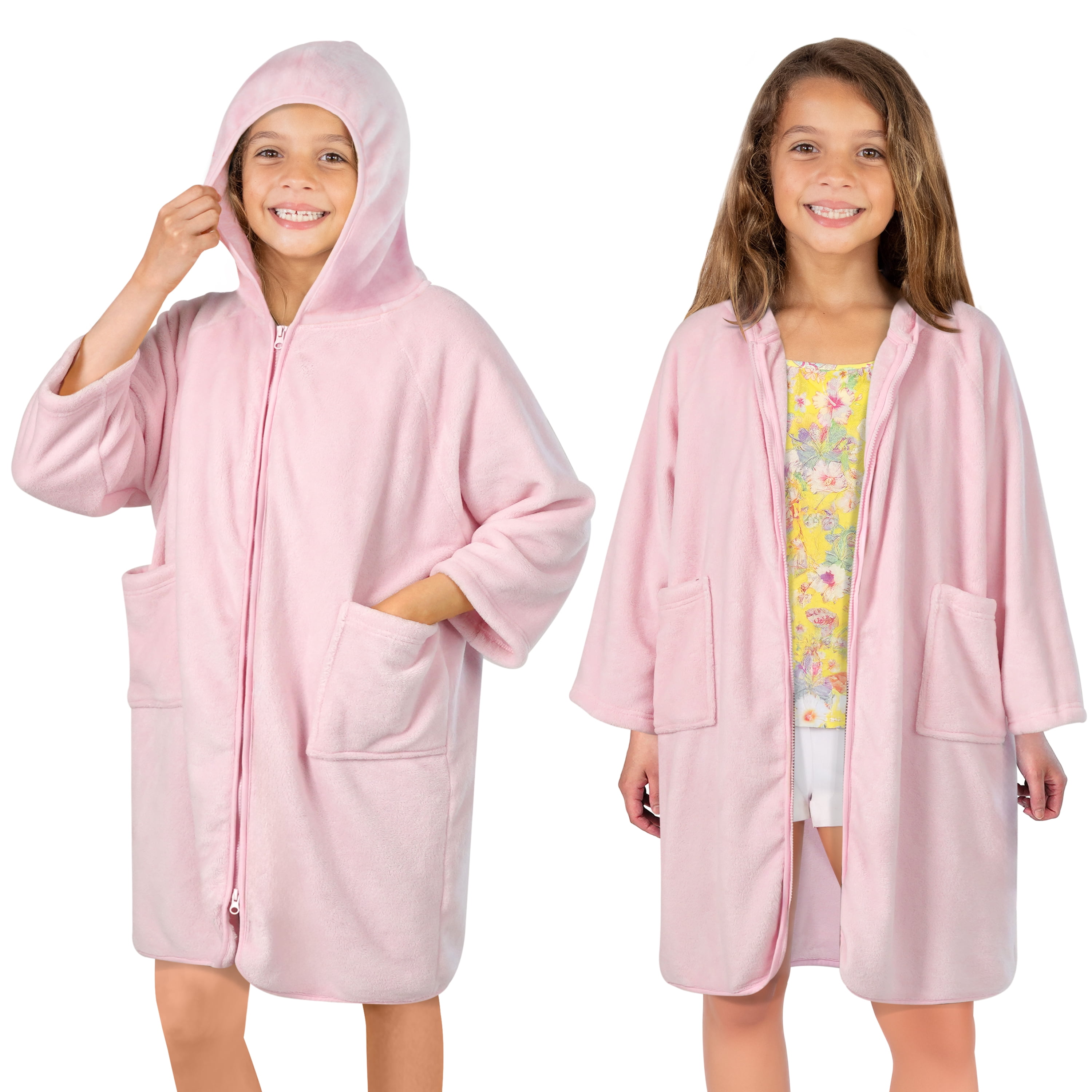 SUN CUBE Hooded Towel Robe for Girls 7-12, Kids Swim Cover Up Hoodie ...