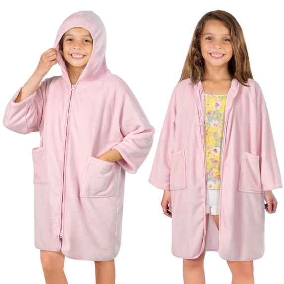 Girls Swim Robe SUN CUBE Hooded Towel Robe for Girls 7-12, Kids Swim Cover Up Hoodie ...