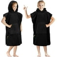thumbnail image 1 of SUN CUBE Kids Changing Robe Surf Poncho, Kids Beach Towels, Hooded Towel For Toddler Bath Pool, Microfiber Quick Dry Wearable Towel Poncho with Hood, Swim Towel for Boys Girls 3-7 Years, Black, 1 of 7