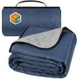 thumbnail image 1 of SUN CUBE Large Waterproof Outdoor Blanket, Fleece Lining, Windproof Stadium Blanket for Sports, Picnic, Park, Portable Camping Blanket, Car, Boat Travel, Machine Washable, 60x80, Navy Blue/Light Grey, 1 of 7