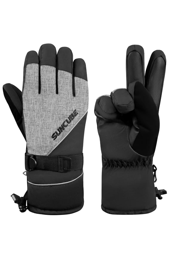 Ski Gloves Men Women, Snow Gloves Waterproof Breathable Windproof, Winter Gloves Snowboard Snowboarding Skiing Gear, Insulated Thermal Warm Outdoor Snowmobile Shoveling Hiking (Gray X-Large)