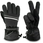 SUN CUBE Ski Gloves for Men Women, Waterproof Thermal Winter Snow, Black S