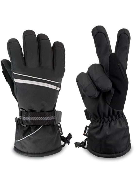 Ski Gloves for Men Women, Waterproof Thermal Winter Snow, Black M