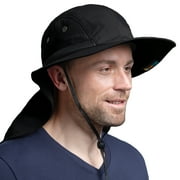 SUN CUBE Sun Hat for Men, Wide Brim Fishing Hat Neck Flap Cover Men Women, Hiking Safari, UV Sun Protection Summer Gardening Beach Camping UPF 50+, Black