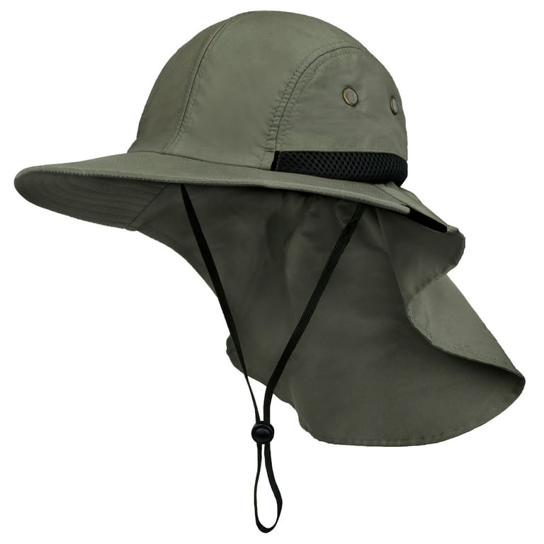 Wide Brim Sun Hat Neck Flap UV Face Protection for Hiking Fishing Cap Men  Women