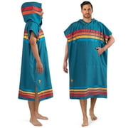 SUN CUBE Surf Poncho Changing Robe with Hood, Quick Dry Microfiber Wetsuit Changing Towel for Surfing Beach Swim Outdoor Sports Men, Absorbent Wearable Towel Cover Up with Pocket, Sunset Blue