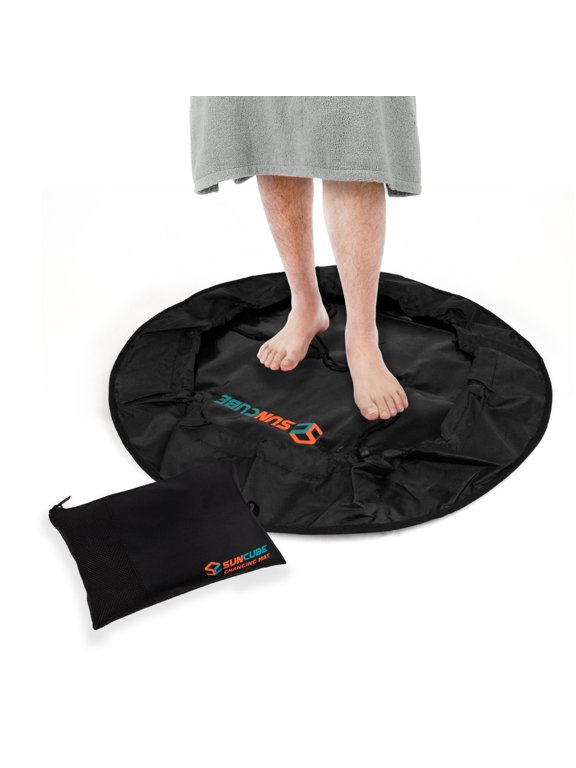 Wetsuit Changing Mat, Waterproof Surf Bag, Drawstring Wetsuit Bag, Surfing Accessories for Kayakers, Dry Bag for Beach, Durable Compact No Leak Mat for Scuba (Black)