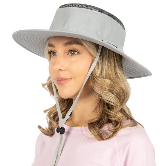 SUN CUBE Wide Brim Sun Hat For Men Outdoor, Women Sun Protection Safari Hat, Hiking Boonie Hat UV, Fishing Summer Hat for Beach Camping UPF 50+, Light Grey