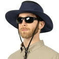 thumbnail image 1 of SUN CUBE Wide Brim Sun Hat For Men Outdoor, Women Sun Protection Safari Hat, Hiking Boonie Hat UV, Fishing Summer Hat for Beach Camping UPF 50+, Navy Blue, 1 of 8