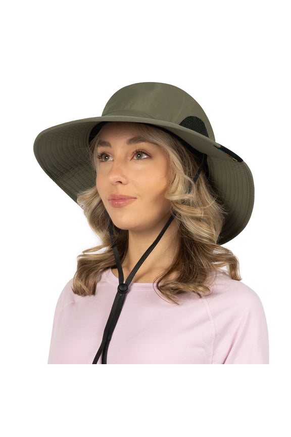 Wide Brim Sun Hat Men Women, Mens Fishing Hats Sun UV Protection, Womens Hiking Bucket Hat, Outdoor Summer Safari Beach Boonie, Camping Unisex UPF 50+ Olive