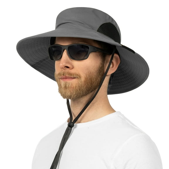 SUN CUBE Wide Brim Sun Hat Men Women, Mens Fishing Hats Sun UV Protection, Womens Hiking Bucket Hat, Outdoor Summer Safari Beach Boonie, Camping Unisex UPF 50 Gray