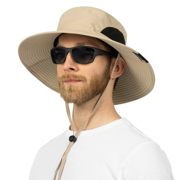 SUN CUBE Wide Brim Sun Hat Men Women, Mens Fishing Hats Sun UV Protection, Womens Hiking Bucket Hat, Outdoor Summer Safari Beach Boonie, Camping Unisex UPF 50  Tan