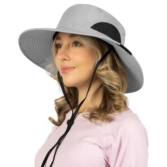 SUN CUBE Wide Brim Sun Hat Men Women, Mens Fishing Hats Sun UV Protection, Womens Hiking Bucket Hat, Outdoor Summer Safari Beach Boonie, Camping Unisex UPF 50  Light Gray
