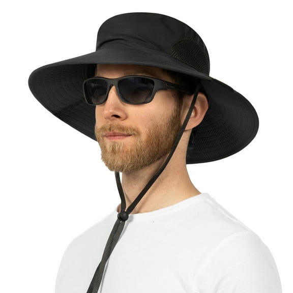 SUN CUBE Wide Brim Sun Hat Men Women, Mens Fishing Hats Sun UV Protection, Womens Hiking Bucket Hat, Outdoor Summer Safari Beach Boonie, Camping Unisex UPF 50 , Black