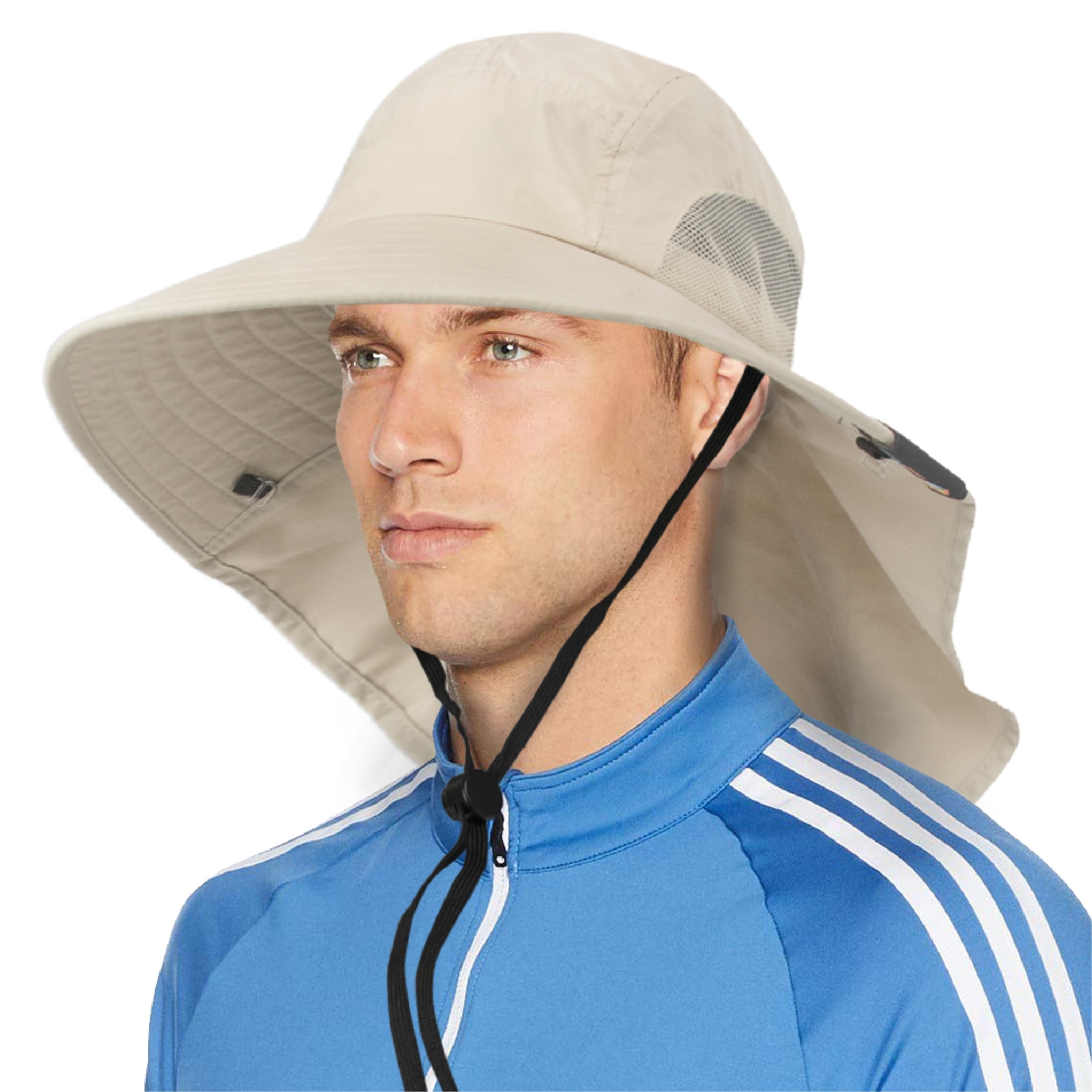 SUN CUBE Wide Brim Sun Hat with Neck Flap, Fishing Hiking for Men Women  Safari, Neck Cover for Outdoor Sun Protection UPF50+ | Khaki Tan