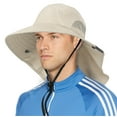 thumbnail image 1 of SUN CUBE Wide Brim Sun Hat with Neck Flap, Fishing Hiking for Men Women Safari, Neck Cover for Outdoor Sun Protection UPF50+ | Beige Cream, 1 of 8
