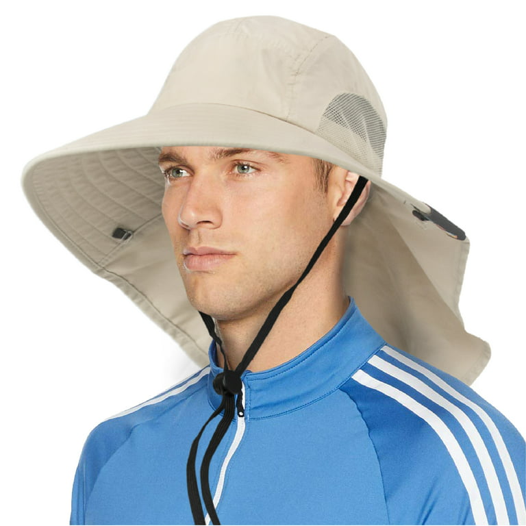 SUN CUBE Wide Brim Sun Hat with Neck Flap, Fishing Hiking for Men