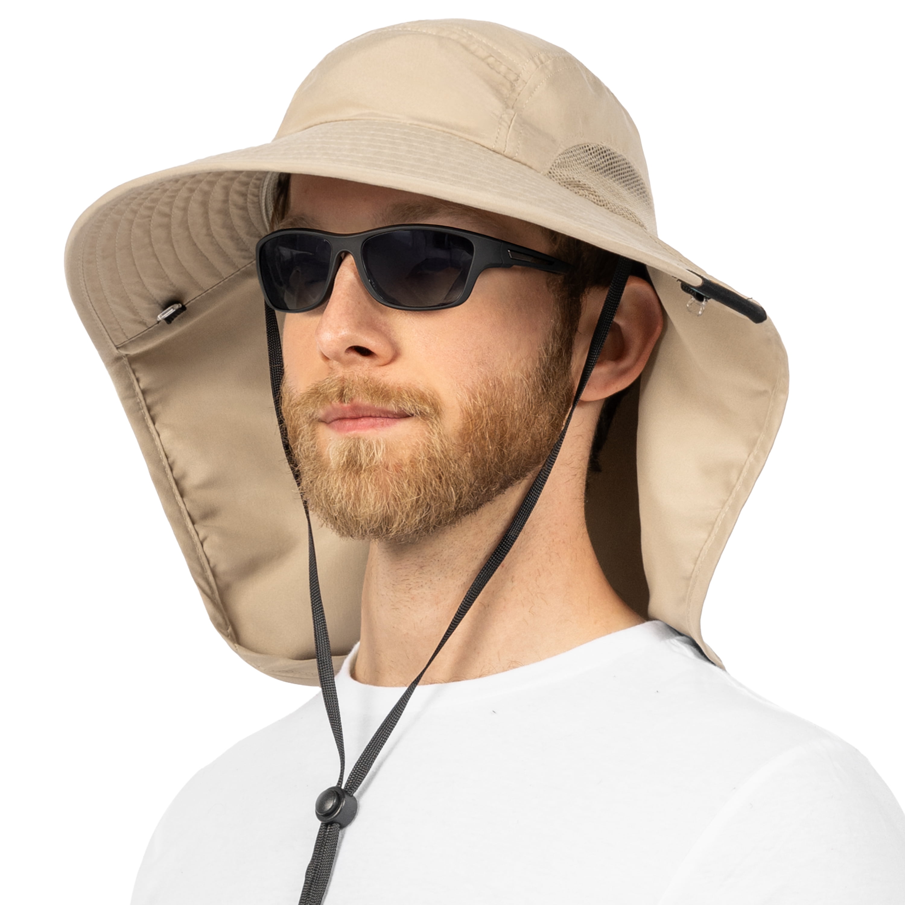 SUN CUBE Wide Brim Sun Hat with Neck Flap, Fishing Hiking