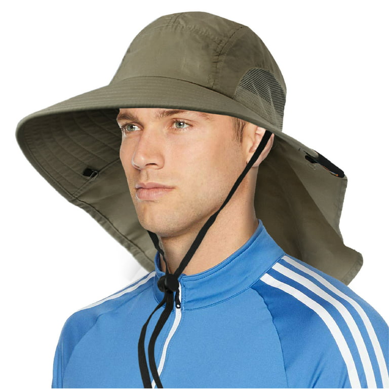 SUN CUBE Wide Brim Sun Hat with Neck Flap, Fishing Hiking for Men Women  Safari, Neck Cover for Outdoor Sun Protection UPF50+ | Olive