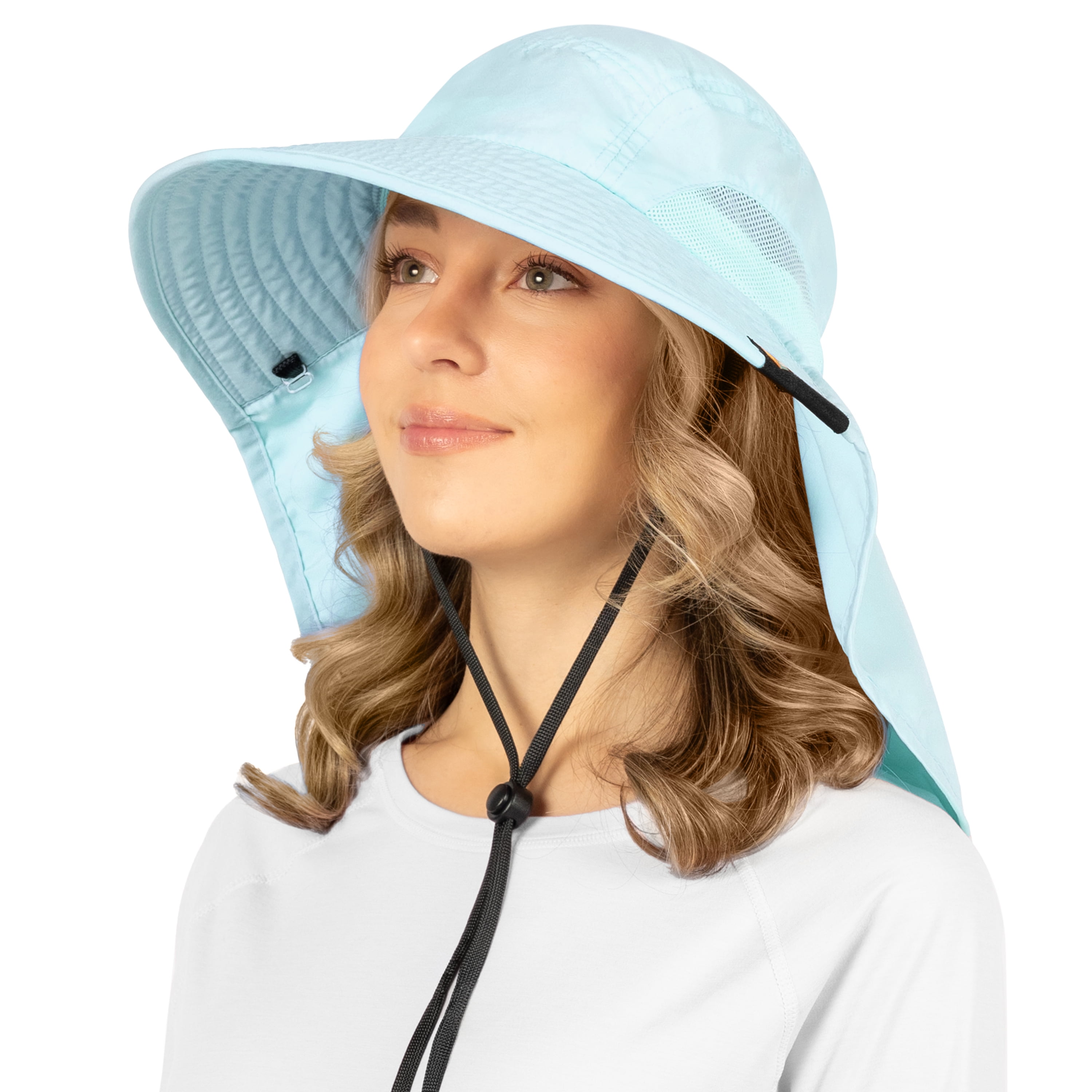 SUN CUBE UPF50+ Wide Brim Sun Hat with Neck Flap for Women