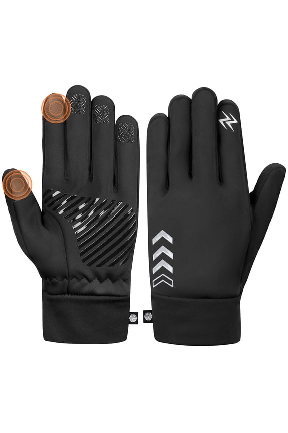 Winter Gloves for Men Women, Touch Screen Thermal Gloves, Fingertips Hand Warmer, Anti Grip Anti Slip Cold and Wind Resistant, Waterproof Mittens Running Cycling Hiking Driving, Black Small