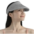 thumbnail image 1 of SUN CUBE Women Straw Visor Hat, Wide Brim Sun Visor for Beach Pool Travel, Foldable Roll Up Ponytail Summer Raffia Hat, Ladies UV UPF 50+ Protection Packable Foldable Visor, Black & White, 1 of 8