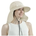thumbnail image 1 of SUN CUBE Women Sun Hat Neck Flap Cover, UV Protection Wide Brim Fishing Hat, Ponytail Hole Hiking Hat, Foldable Beach Cap Gardening Camping Outdoor Safari Sun Hat, Summer Travel Gifts UPF 50+, Beige, 1 of 7