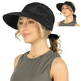thumbnail image 1 of SUN CUBE Women Sun Hat for Outdoor UV Protection, Wide Brim Sun Hat Ponytail, Convertible Zip-Off Beach Hat Visor for Golf Gardening Pool Travel, Foldable Summer UPF50+ Visor Hat, Black, 1 of 9