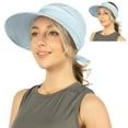 thumbnail image 1 of SUN CUBE Women Sun Hat for Outdoor UV Protection, Wide Brim Sun Hat Ponytail, Convertible Zip-Off Beach Hat Visor for Golf Gardening Pool Travel, Foldable Summer UPF50+ Visor Hat, Light Blue, 1 of 9