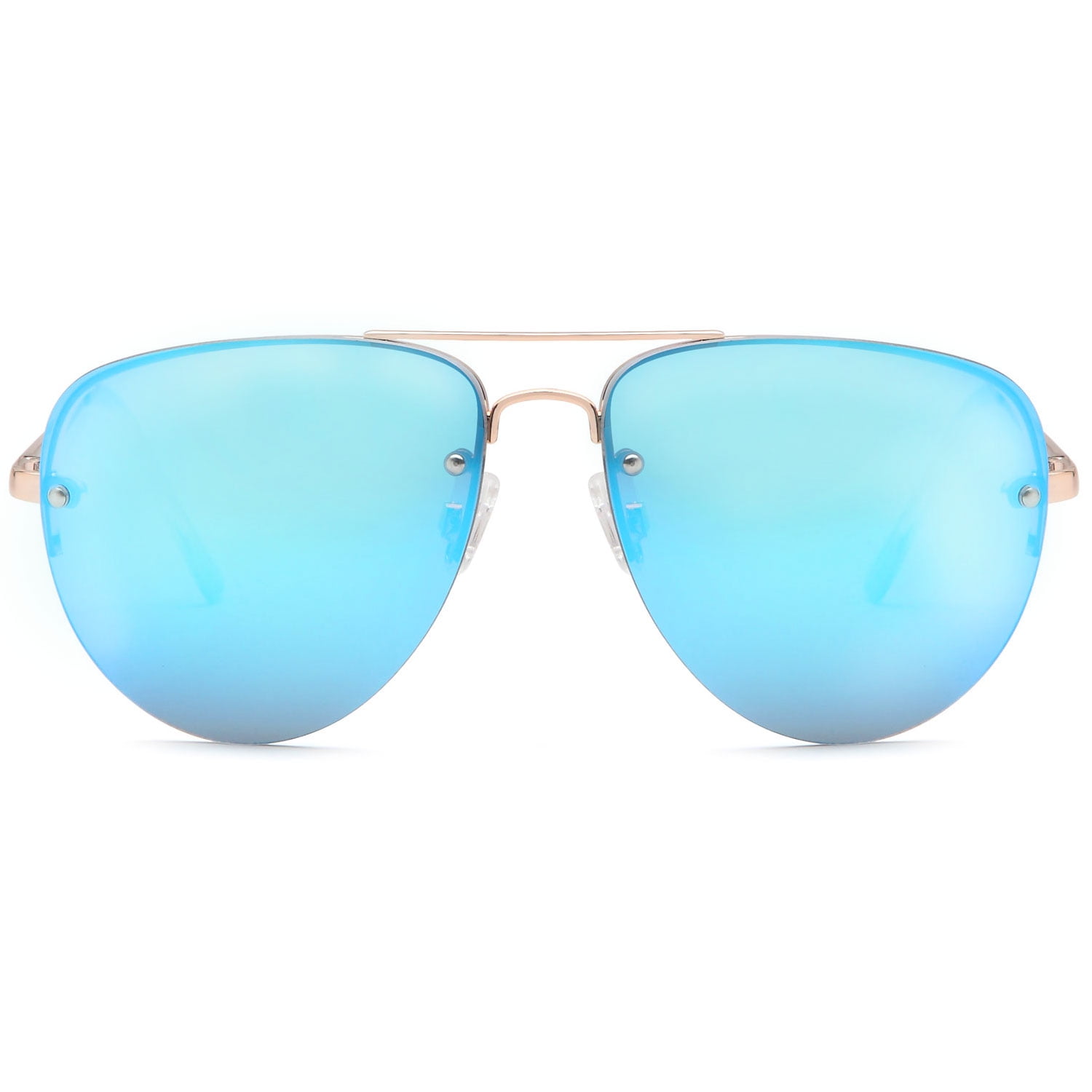 Oversized Aviator Rimless Metal Frame Sunglasses with Spring Hinges Howard Polygon,Aviator Gunmetal Eyeglasses with Clip-on  main image 4