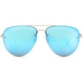 thumbnail image 1 of SUN LOUNGER Women's Oversized Metal Frame Classic Aviator Sunglasses with Spring Hinges - Mirror Blue Lens on Gold Frame, 1 of 8
