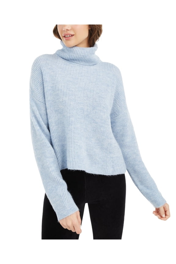 SUN+ MOON Womens Blue Long Sleeve Turtle Neck Sweater S
