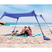 SUN NINJA 10x10 FT Pop-Up Beach Tent with Sand Shovel, Pegs & Stability Poles   Royal Blue Sun Shelter for Beach, Camping & Outdoor Activities